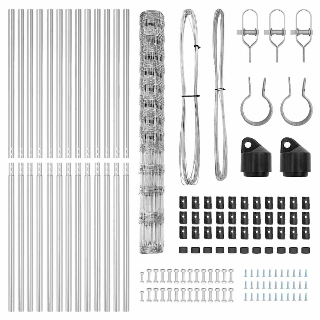 Wildzaun Silber 25 x 1,5 m Verzinkter Stahl